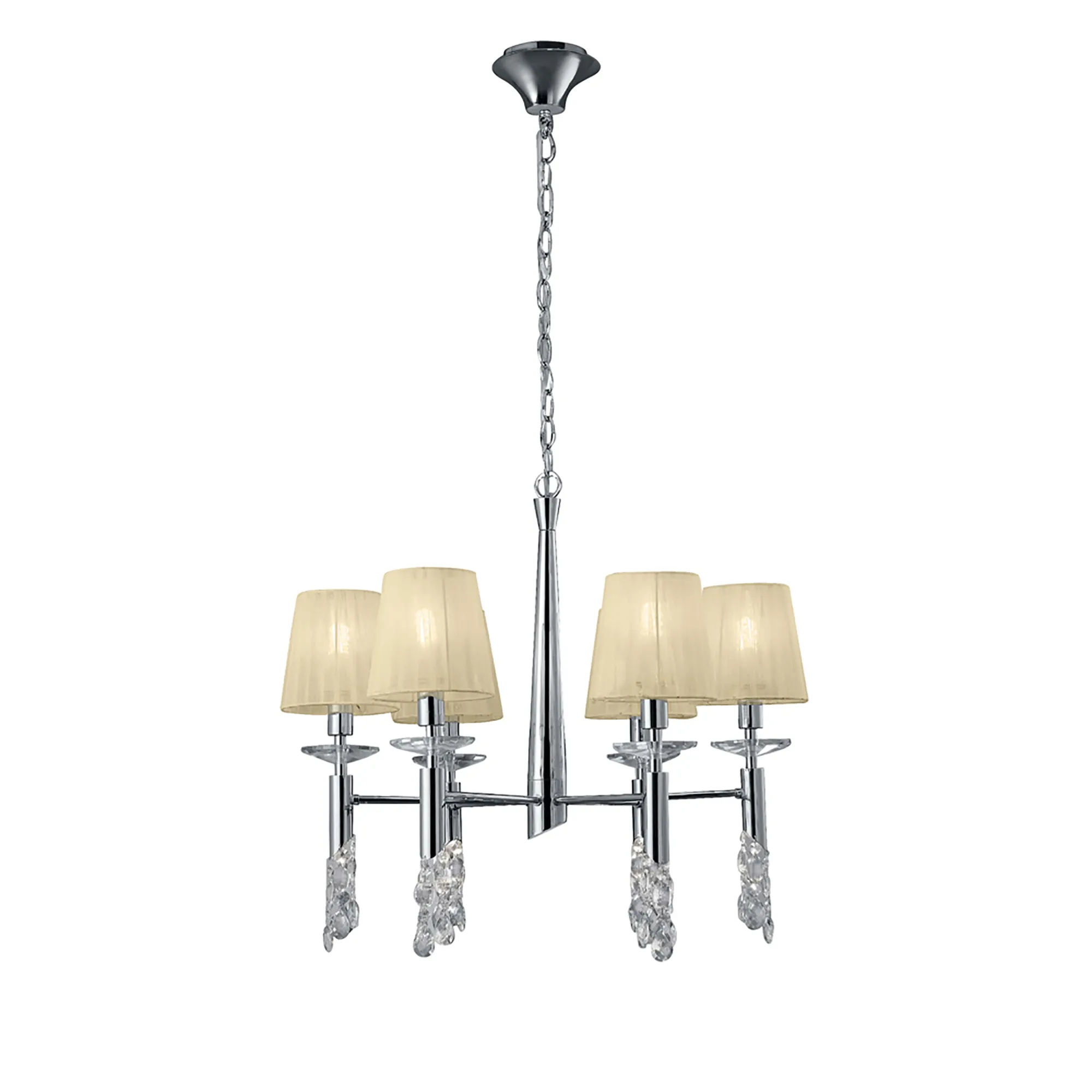 Tiffany Polished Chrome-Cream Crystal Ceiling Lights Mantra Shaded Crystal Fittings